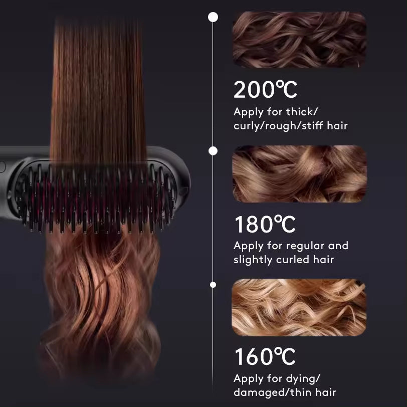 Travel 2-in-1 Hair Styling Tool | Wireless Straightener Brush & Hot Curler Comb