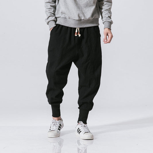 Men's Chinese Style Harem Pants – Cotton Linen Streetwear Joggers