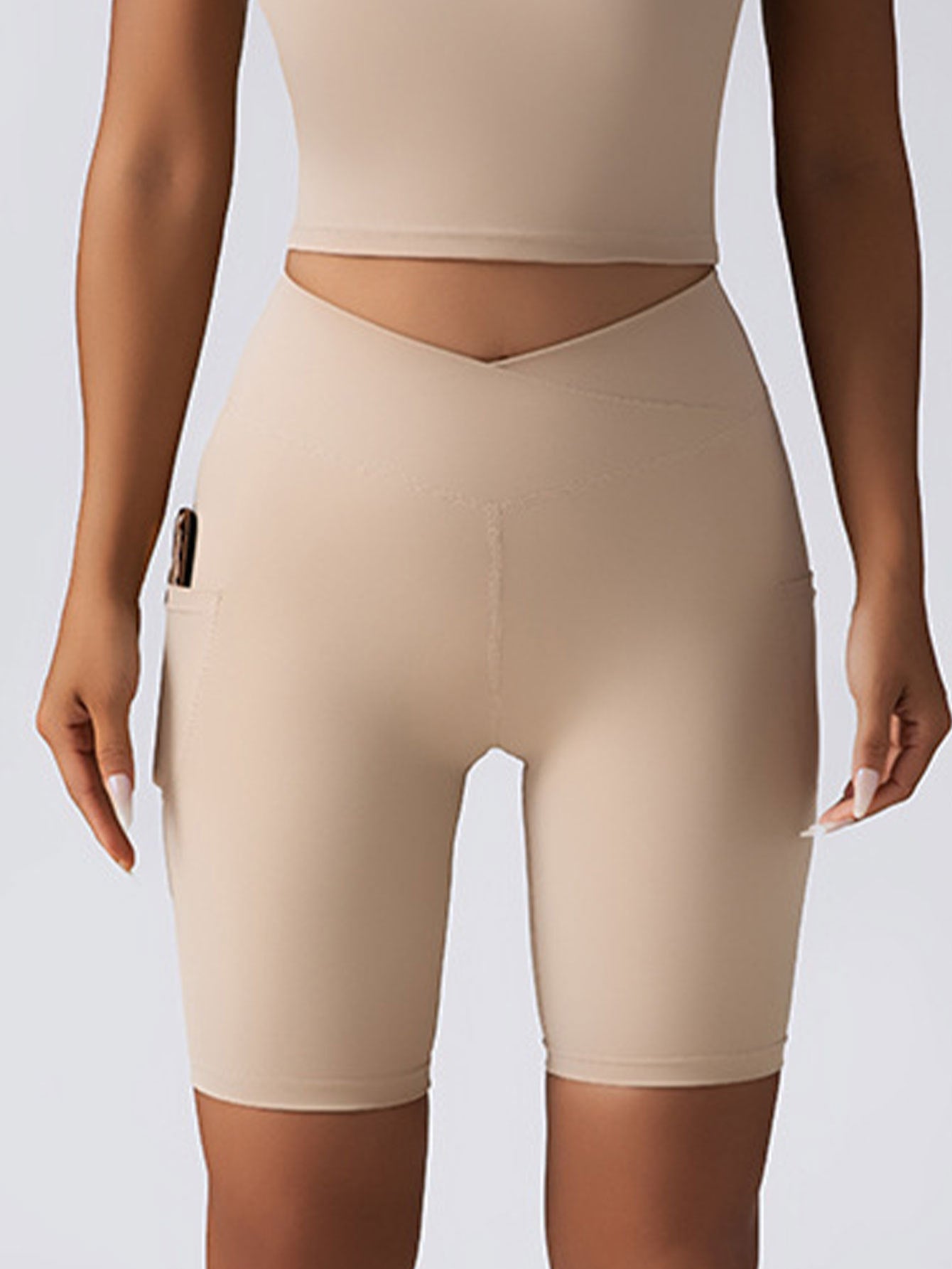 Women's High Waist Tummy Control Biker Shorts with Pockets - Seamless Yoga & Gym