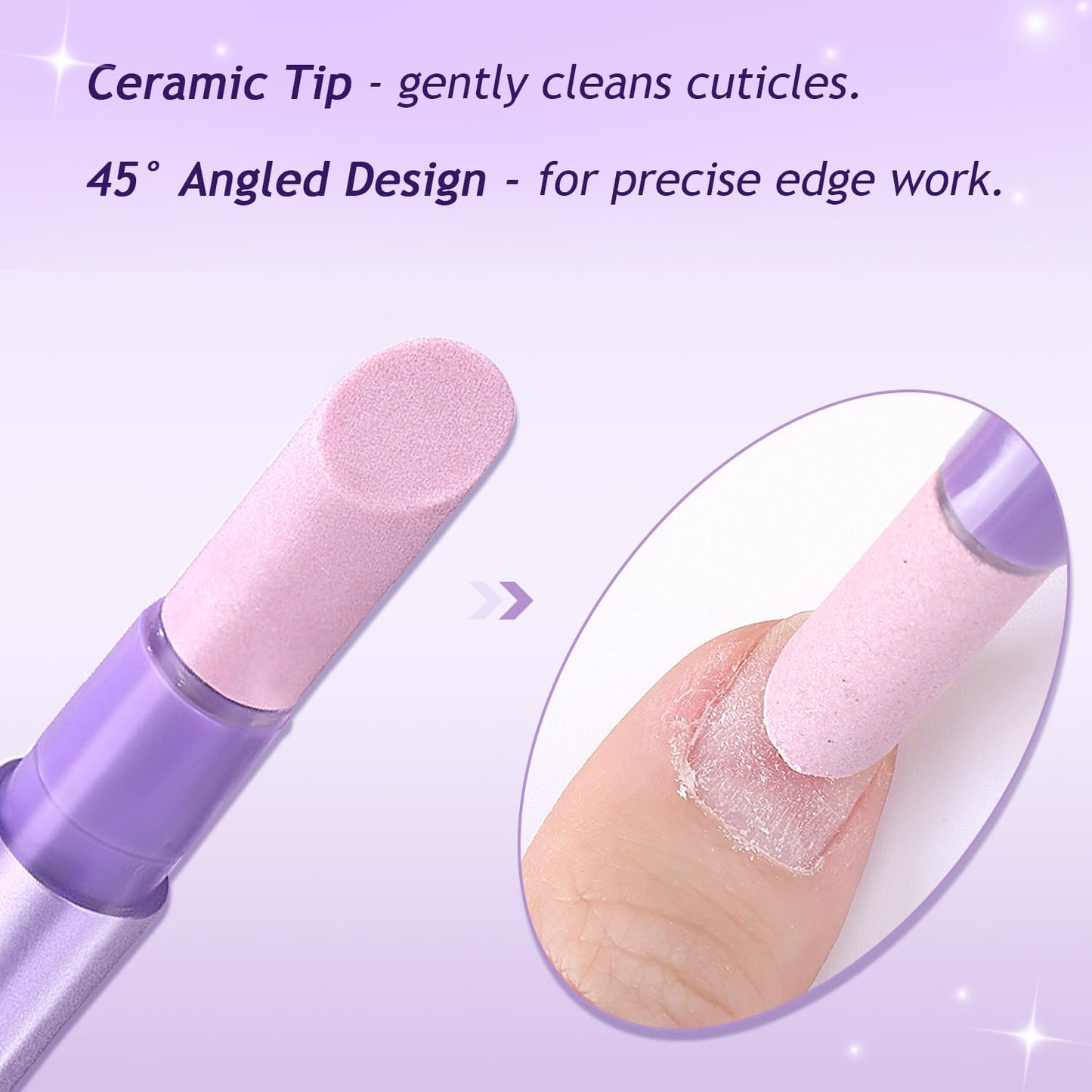 2-in-1 Ceramic Cuticle Pushers with Oil for Nail Repair