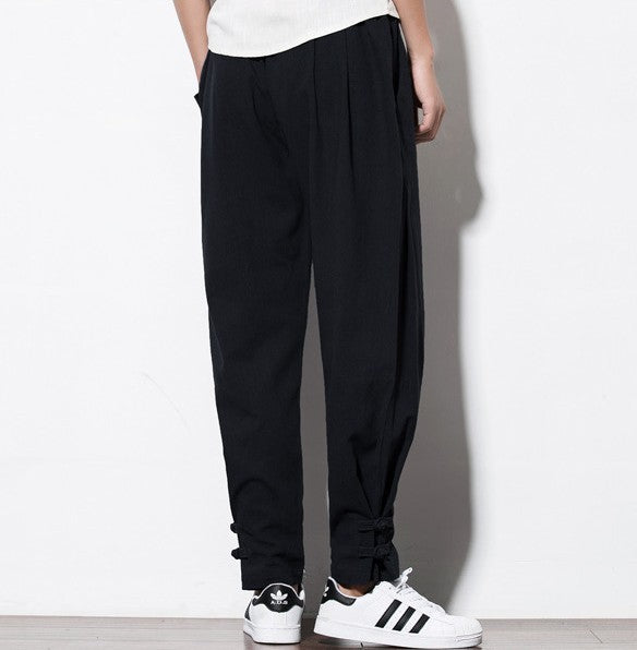 Men's Autumn Harem Pants - Pure Linen Hemp Hip Hop Loose Vintage Casual Joggers