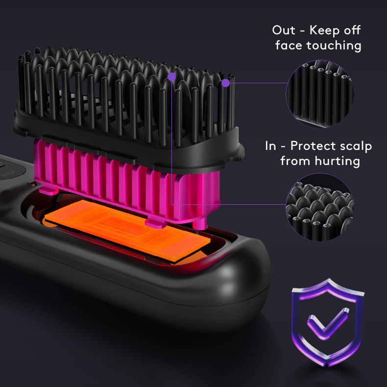 Travel 2-in-1 Hair Styling Tool | Wireless Straightener Brush & Hot Curler Comb