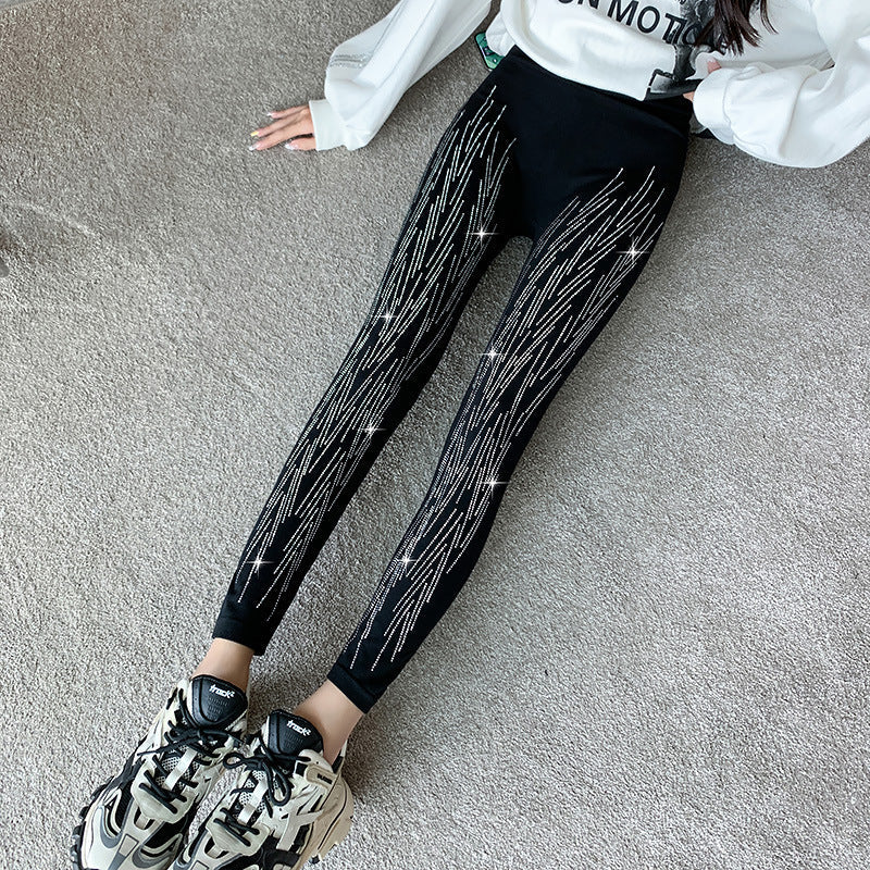 Women's Shiny Rhinestone Leggings - Sparkle Tights