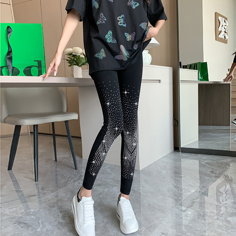 Women's Shiny Rhinestone Leggings - Sparkle Tights